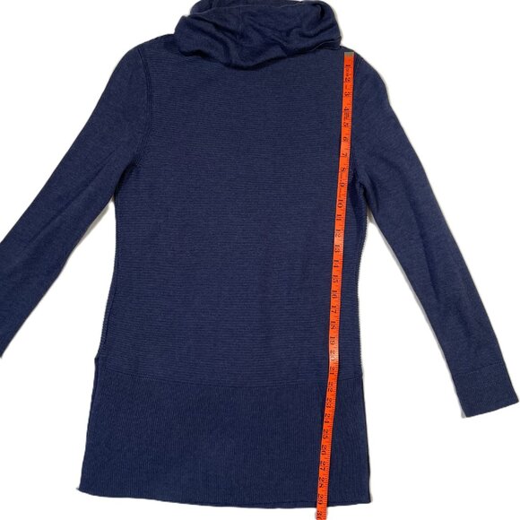 Adrienne Vittadini Cowl Neck Tunic Sweater Navy Heather Lightweight Size M - Picture 11 of 16